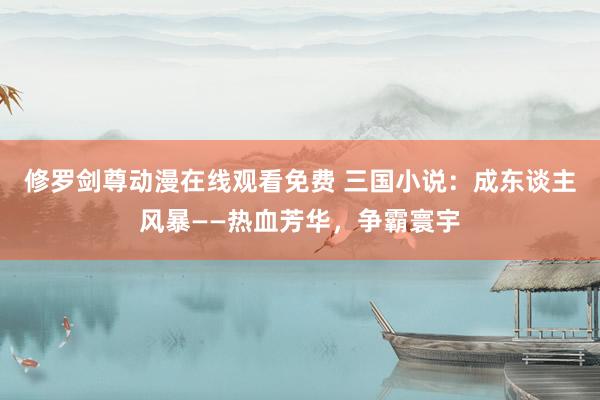 修罗剑尊动漫在线观看免费 三国小说：成东谈主风暴——热血芳华，争霸寰宇