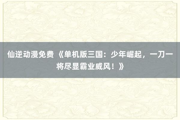 仙逆动漫免费 《单机版三国：少年崛起，一刀一将尽显霸业威风！》