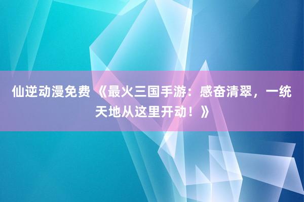仙逆动漫免费 《最火三国手游：感奋清翠，一统天地从这里开动！》